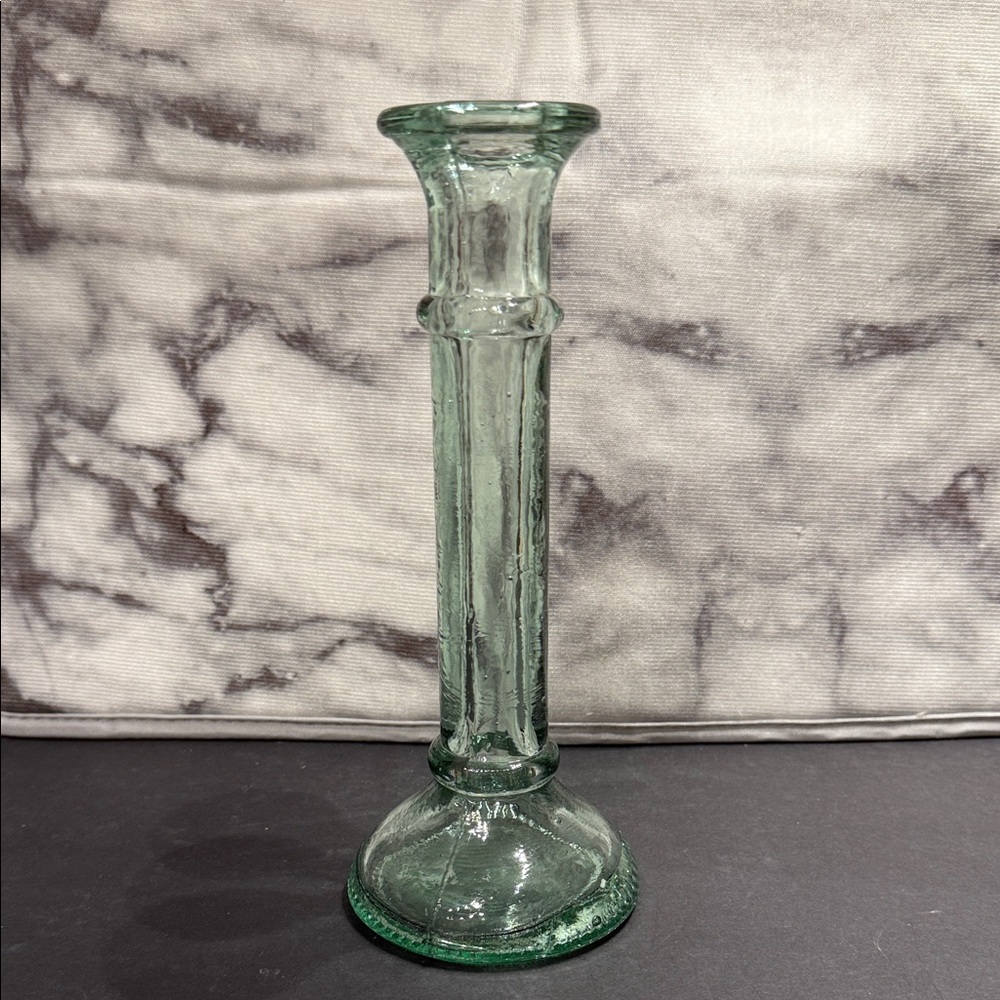Vintage Green Glass Candle Holder